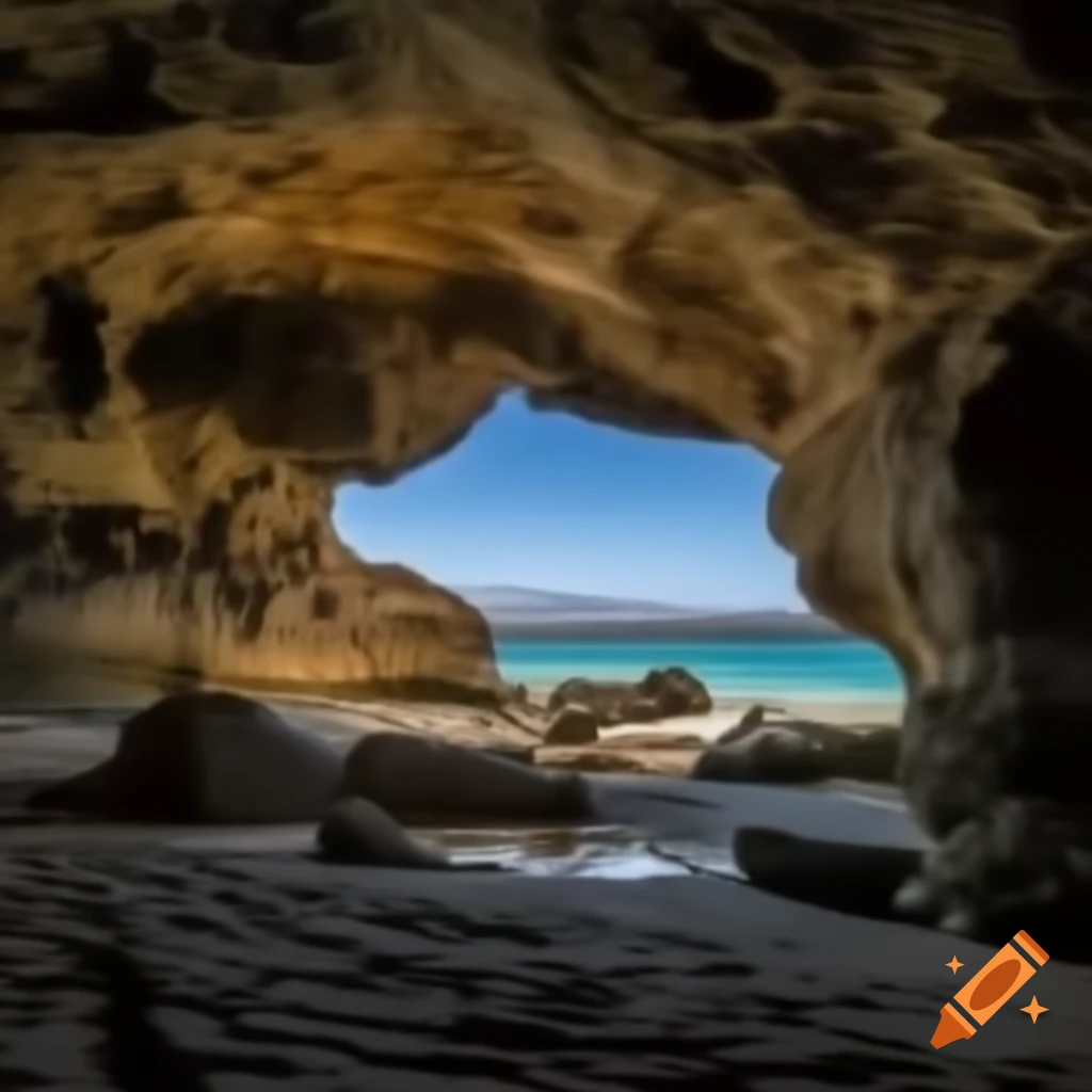 Cave on a desert island in the Caribbean
