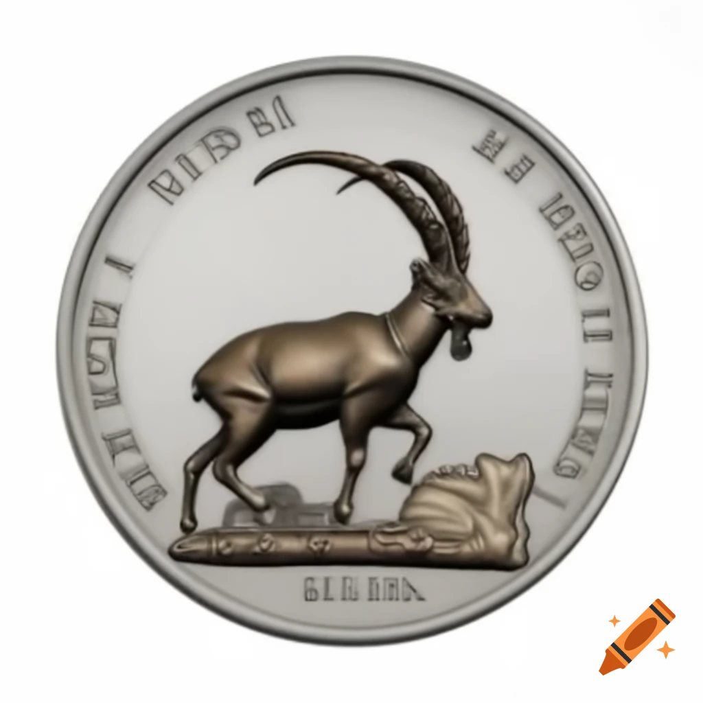 Medal featuring long horn Ibex and inscription HILL IBEX MARATHON