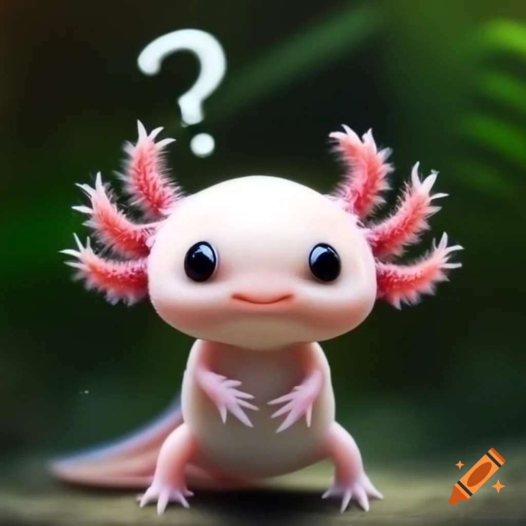 Cute axolotl raising hand as if asking a question