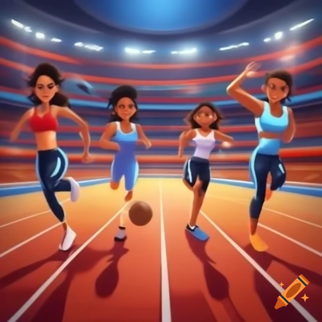 Supermarket transformed into athletic arena with diverse teams competing in mixed sport