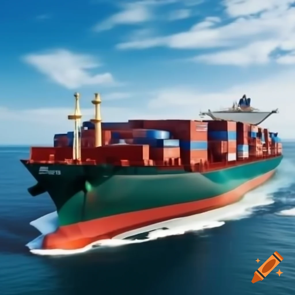 Cargo ship on open water