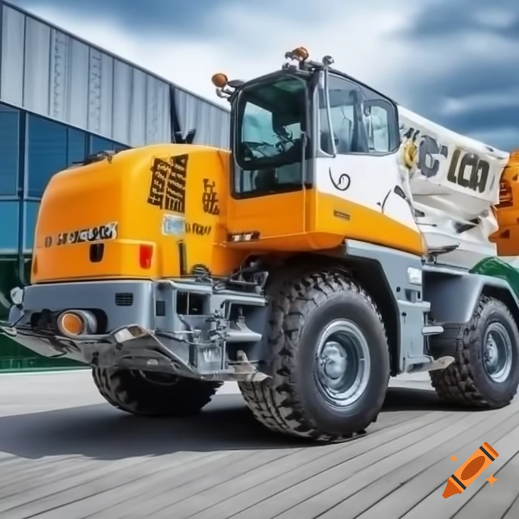 Liebherr motor displayed with corporate colors