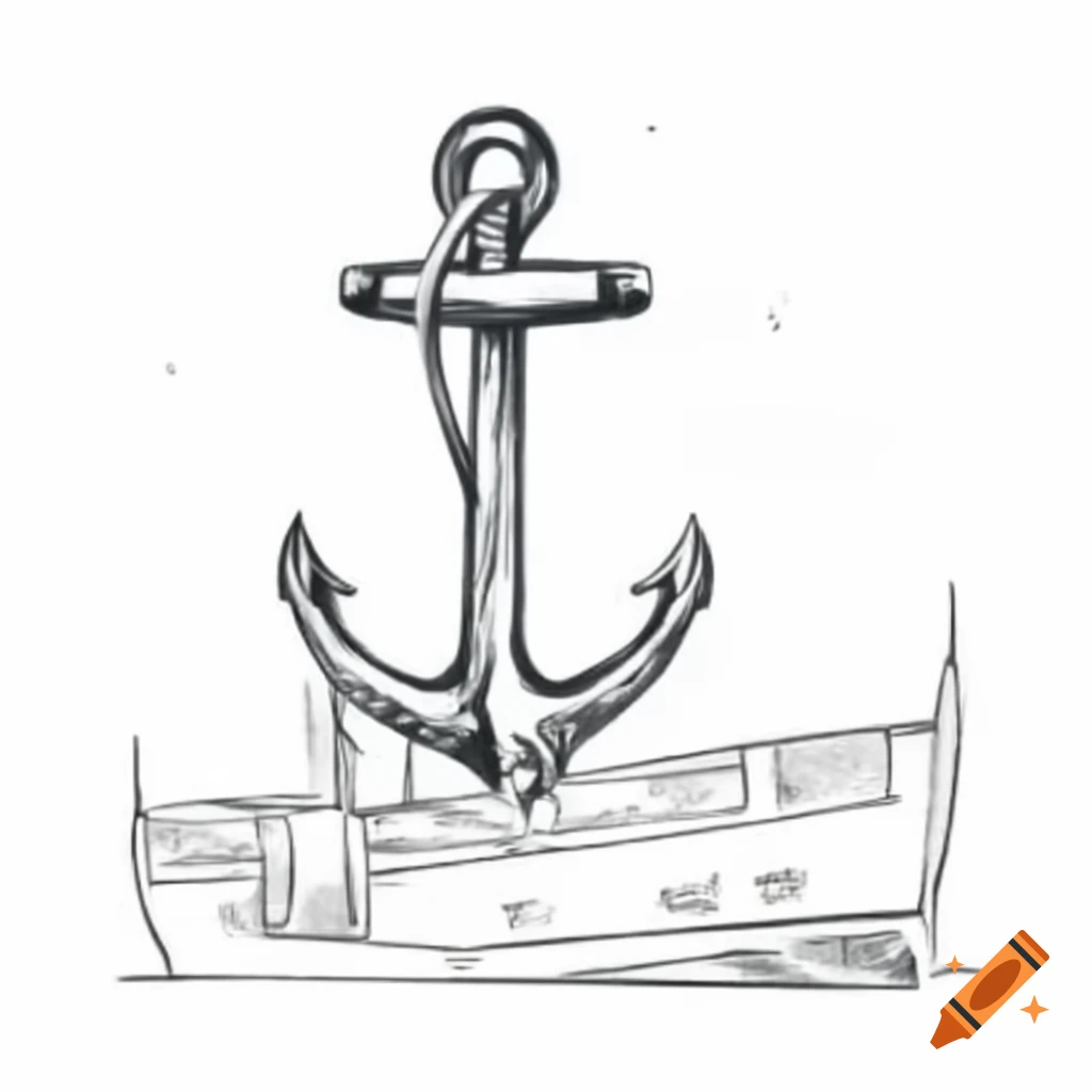 Anchor resting on a ship's deck