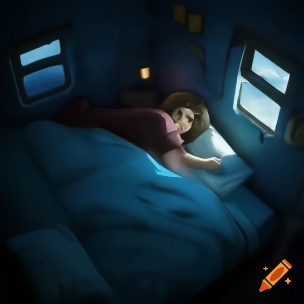 Sleepy man with long dark hair hiding under pillow in small room at night