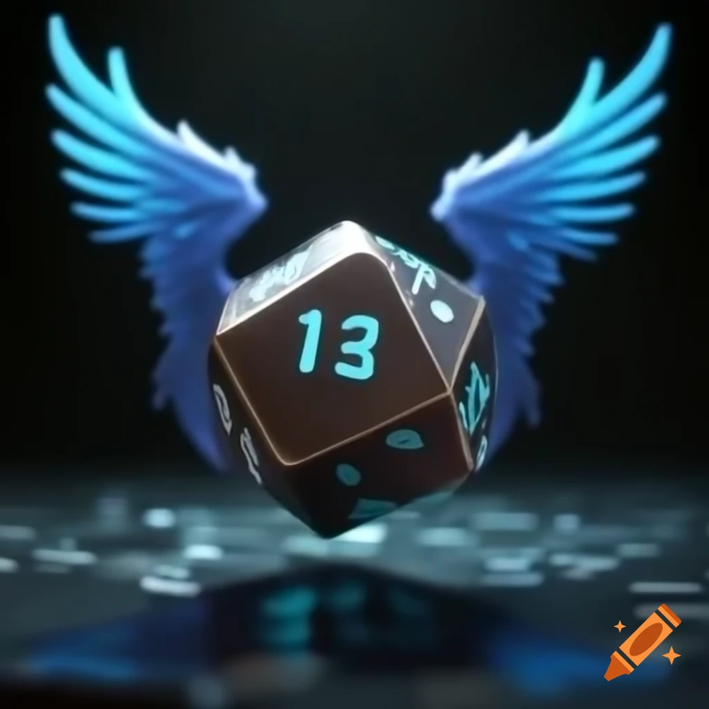Dungeons and Dragons d20 dice with wings, showcasing accurate numbers