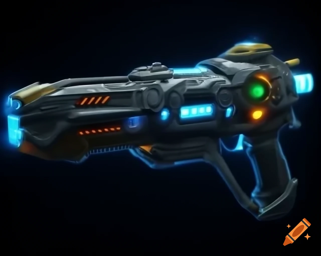 Sci-fi laser gun featuring glowing accents