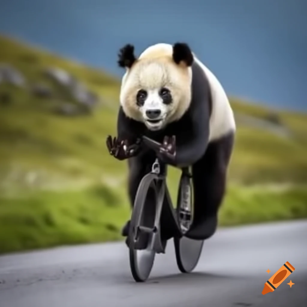 Panda riding a bicycle
