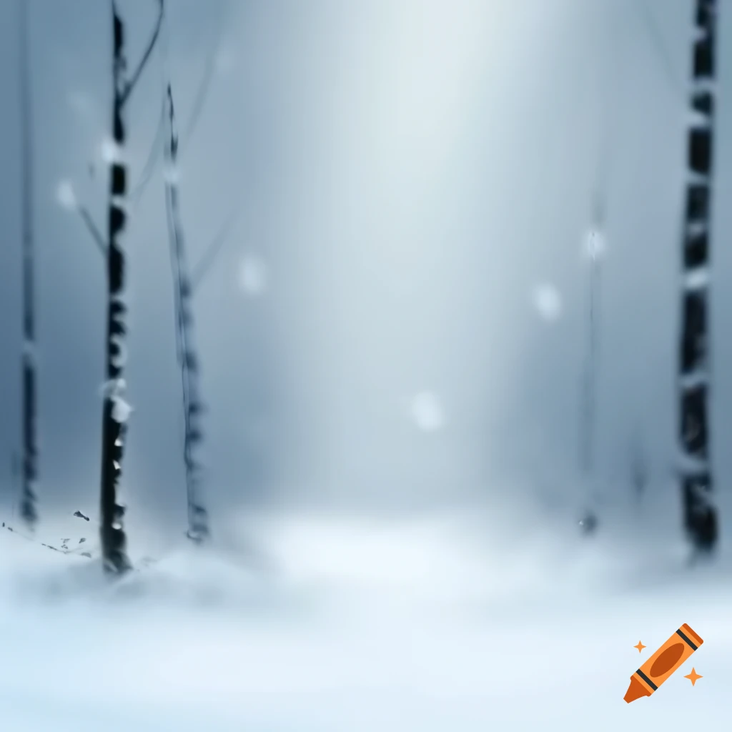 Serene winter landscape with snowflakes and snow-covered trees on Craiyon