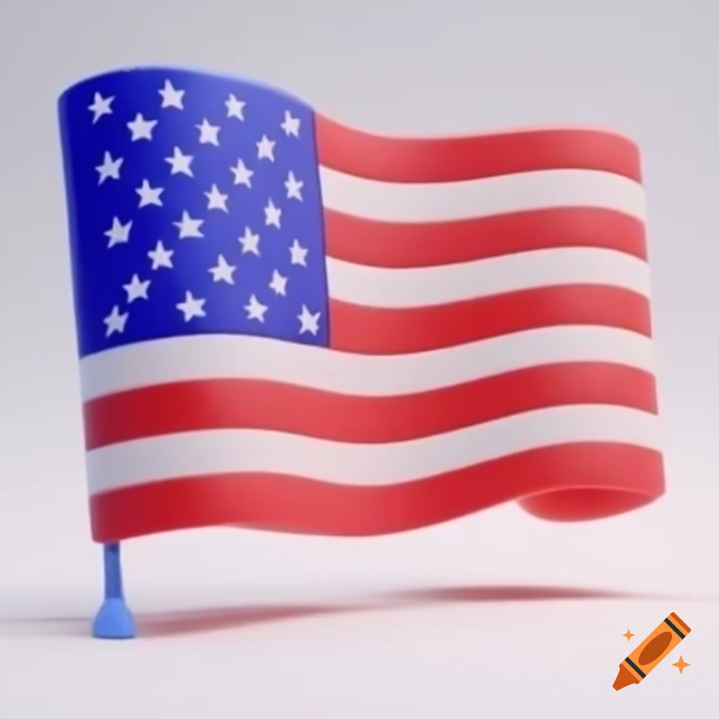 3D cartoon representation of the American flag