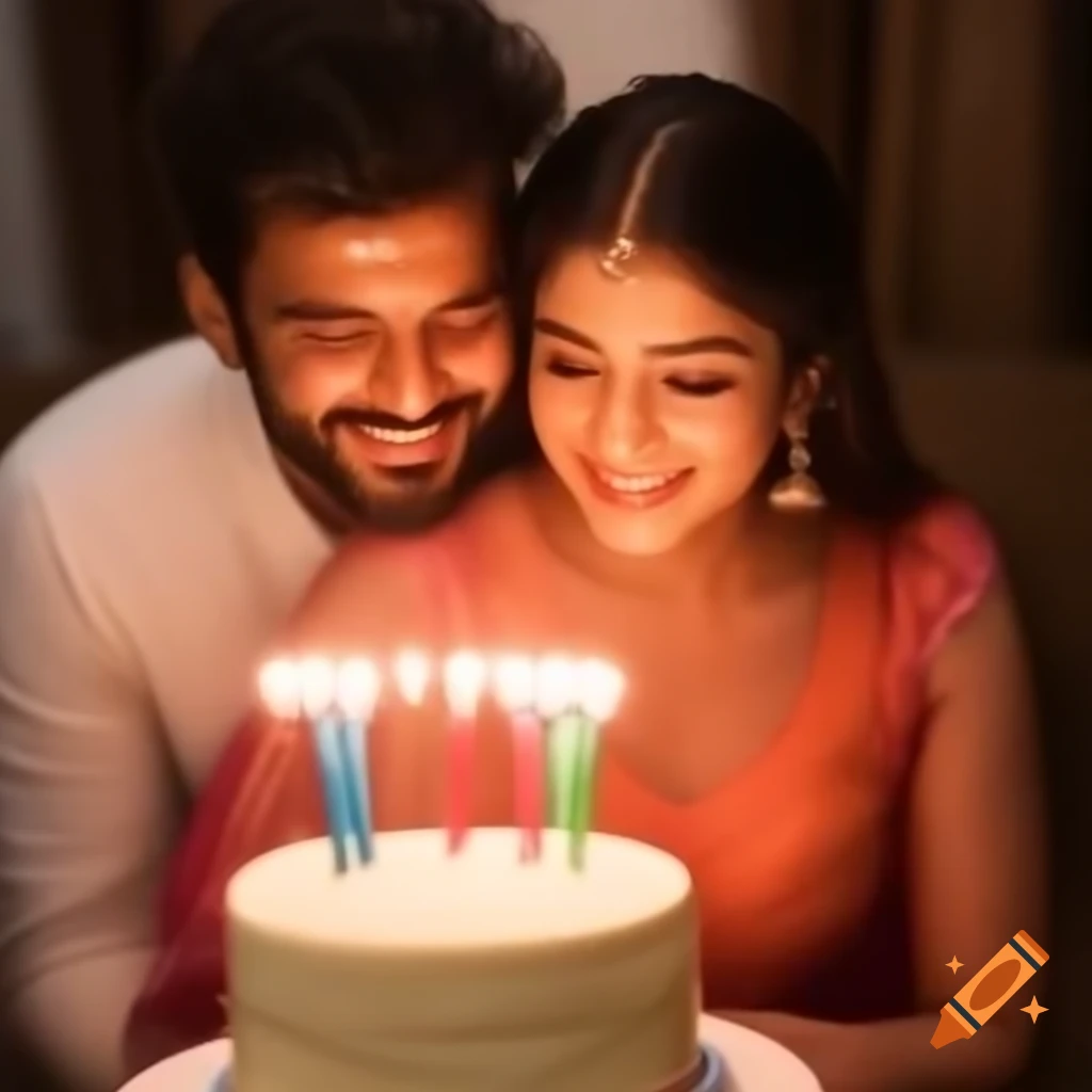 Romantic birthday cake with 'Happy Birthday Nandini' decoration