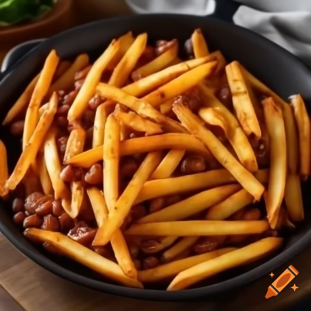 Creative dish of fries made from baked beans