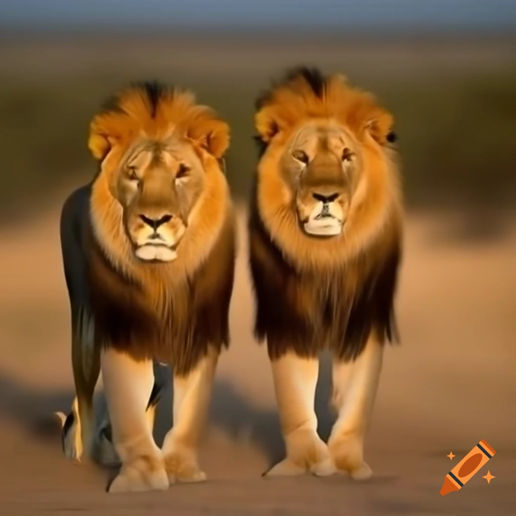 Two male lions in the Savannah landscape