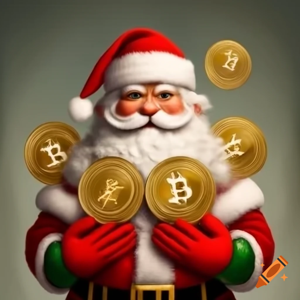 Santa Claus interacting with cryptocurrency on Craiyon