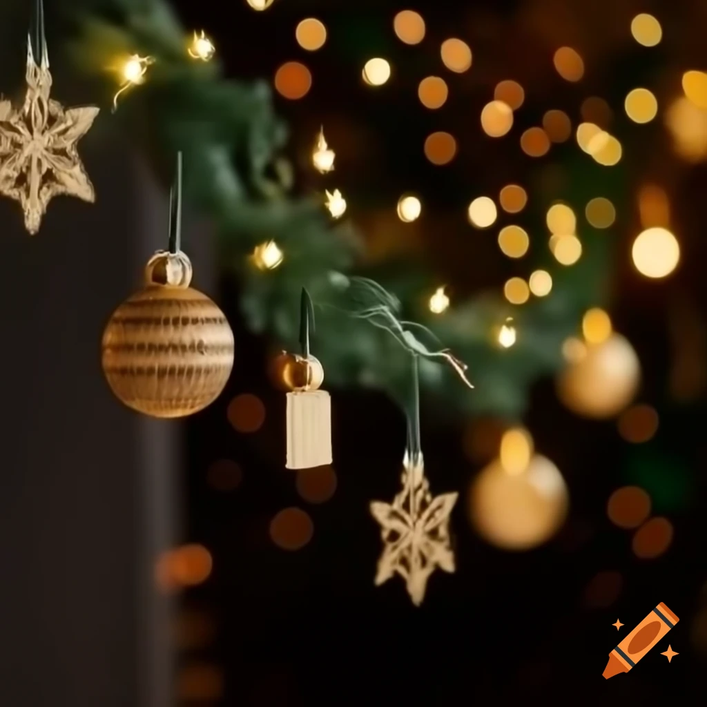 Christmas garland with lights hanging decoratively