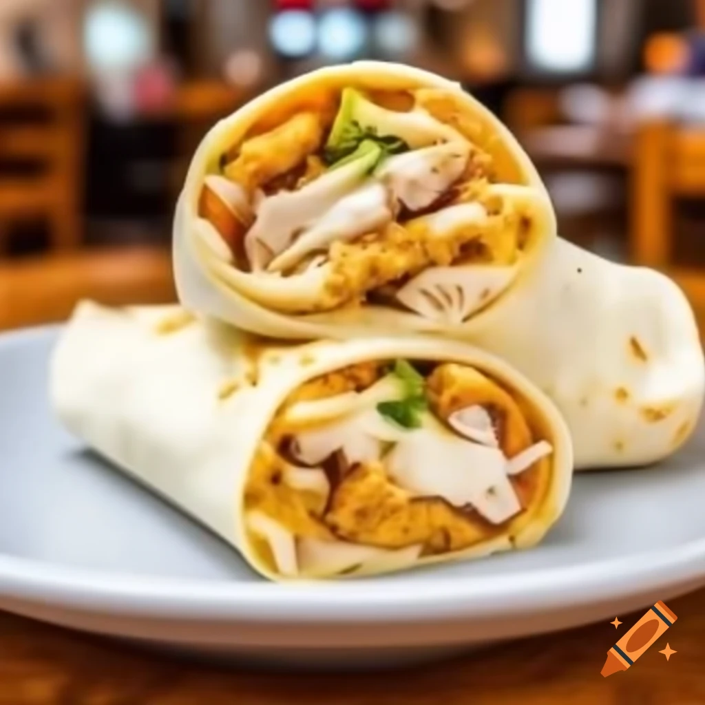 Creamy cheesy chicken garlic wrap served in a restaurant