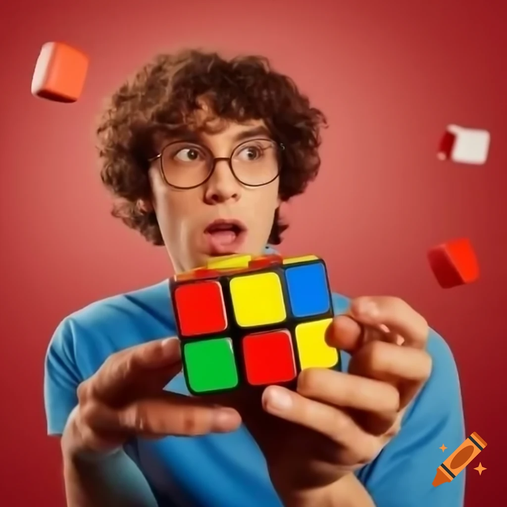 Person playing with a burgundy Rubik's Cube