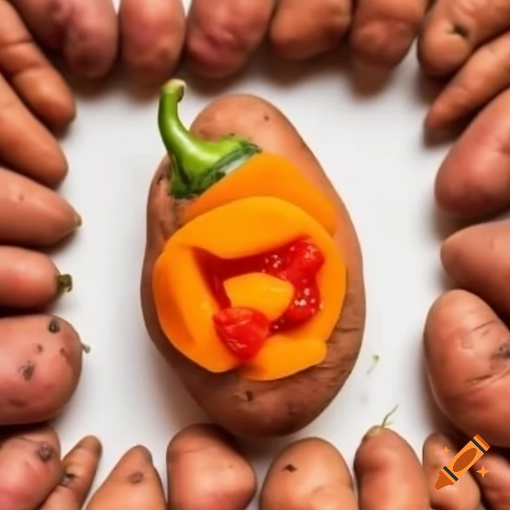 Sweet potato and chili pepper arrangement