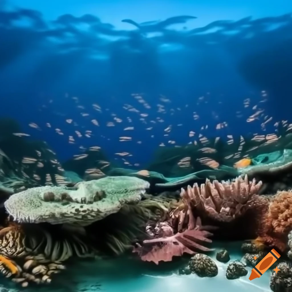 Underwater coral reef vibrant with fish and sea creatures