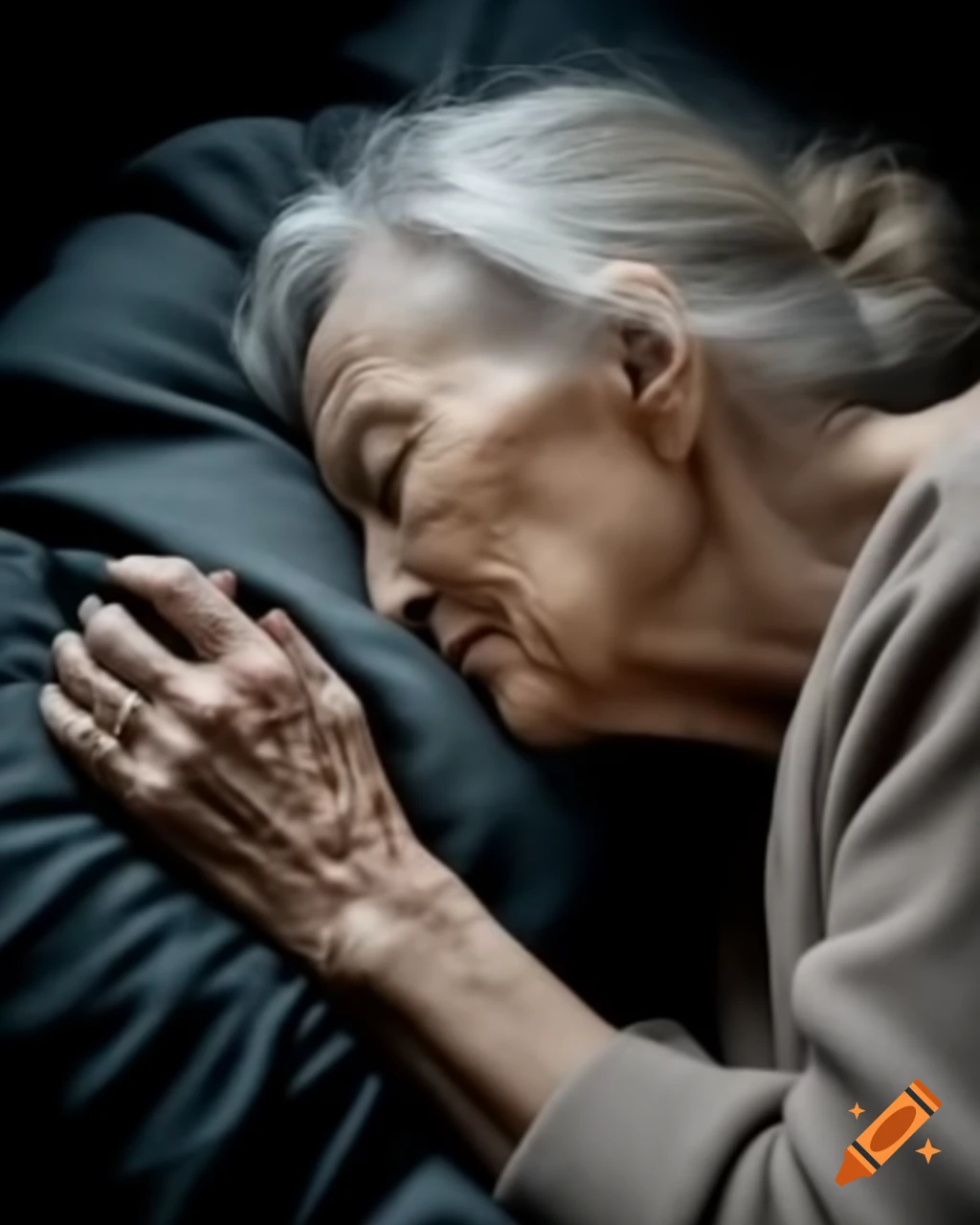 Elderly Swedish woman peacefully sleeping