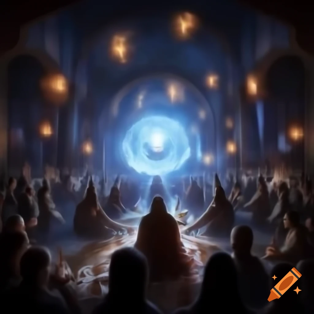 Illustration of Magic the Gathering guilds within an illusion on Craiyon