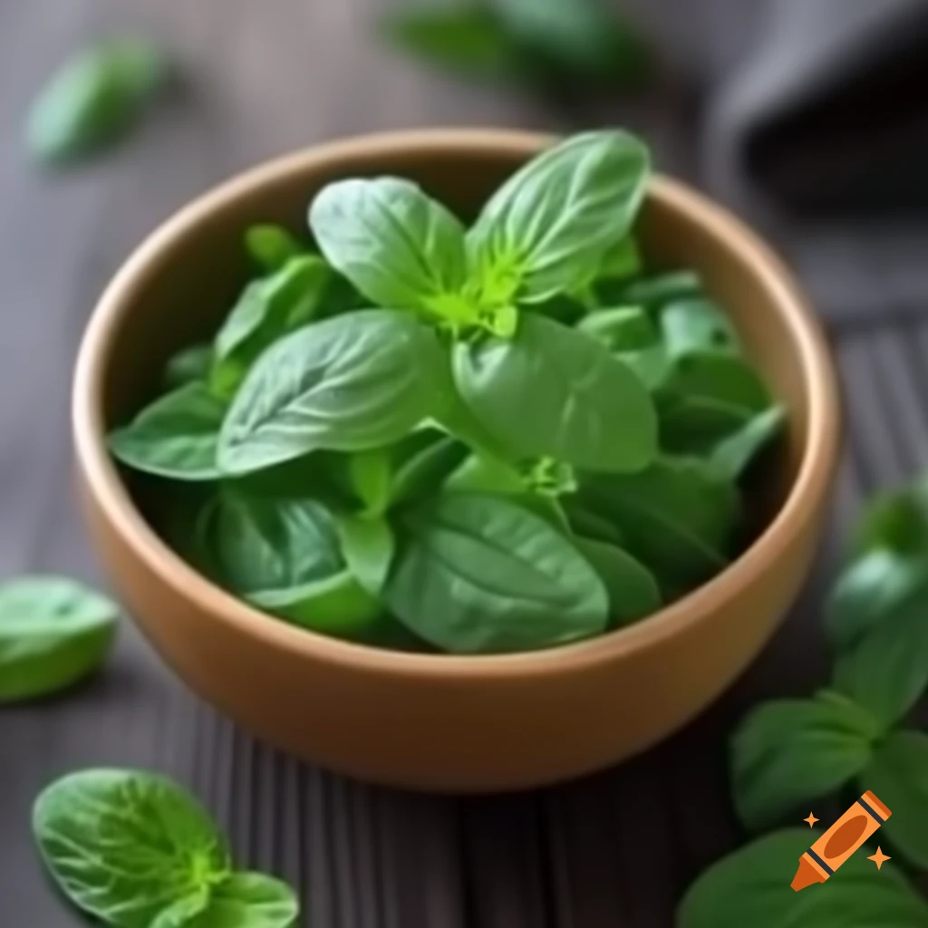 Dried mint leaves arranged in a bowl
