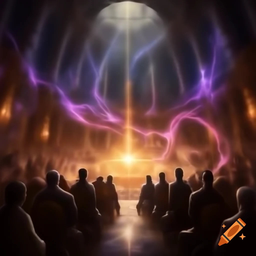 Illustration of Magic the Gathering guilds within an illusion on Craiyon