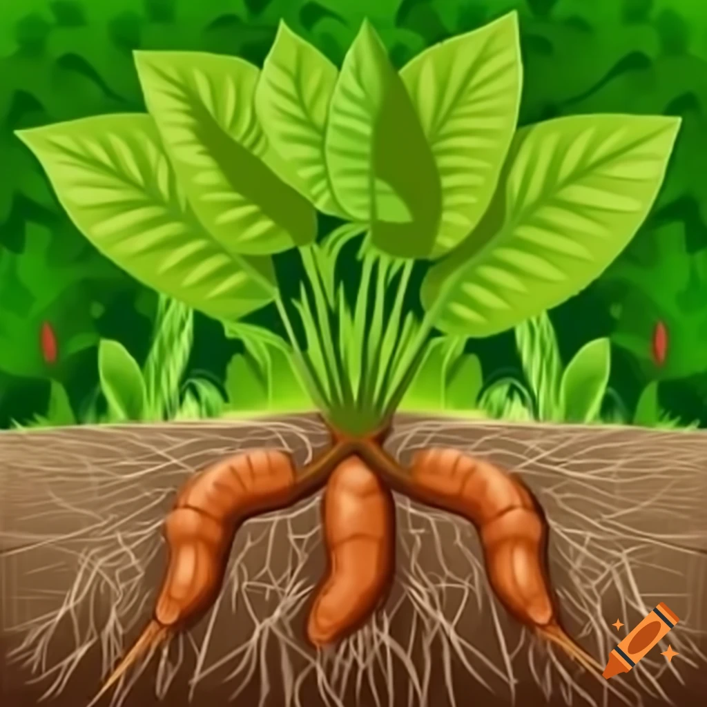 High quality vector illustration of detailed yam plant with vibrant ...