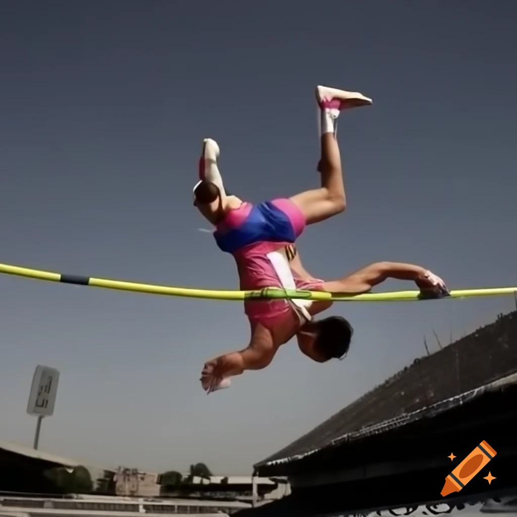 Colored drawing of a man performing long jump at the Olympics