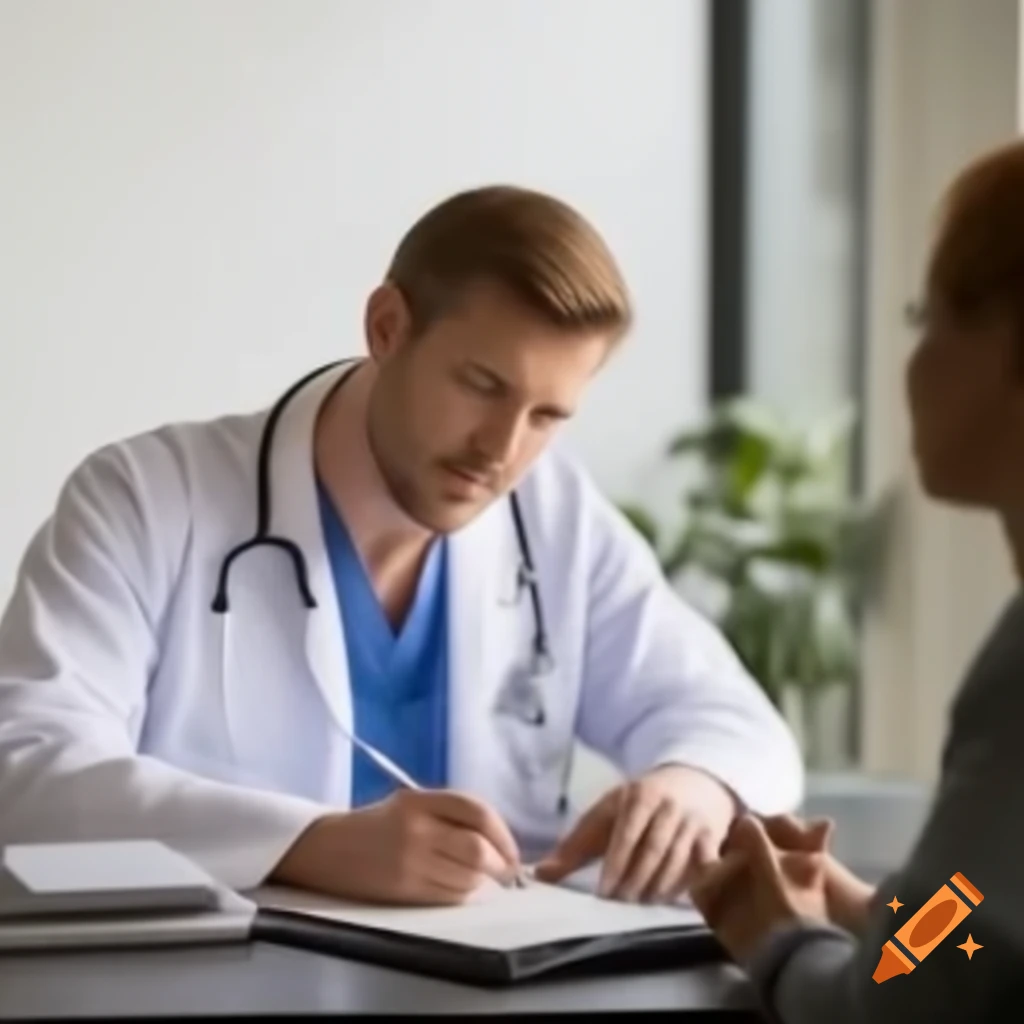 Doctor providing relaxation recipe for anxiety patient in commercial on
