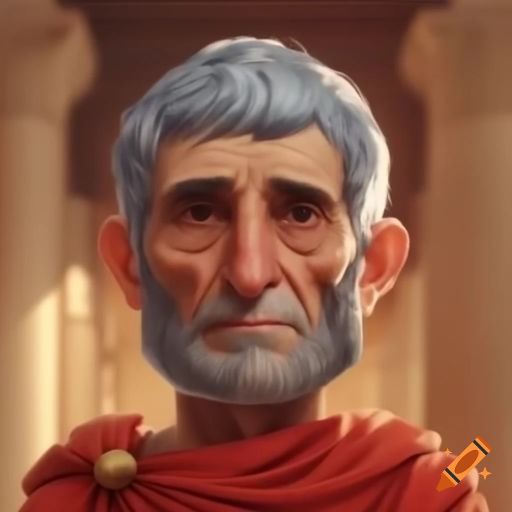 Full-color depiction of Julius Caesar at age 55