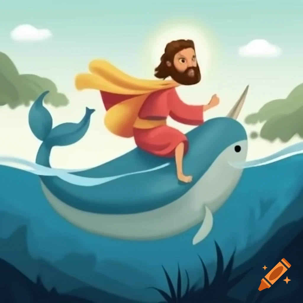 Jesus riding a narwhal