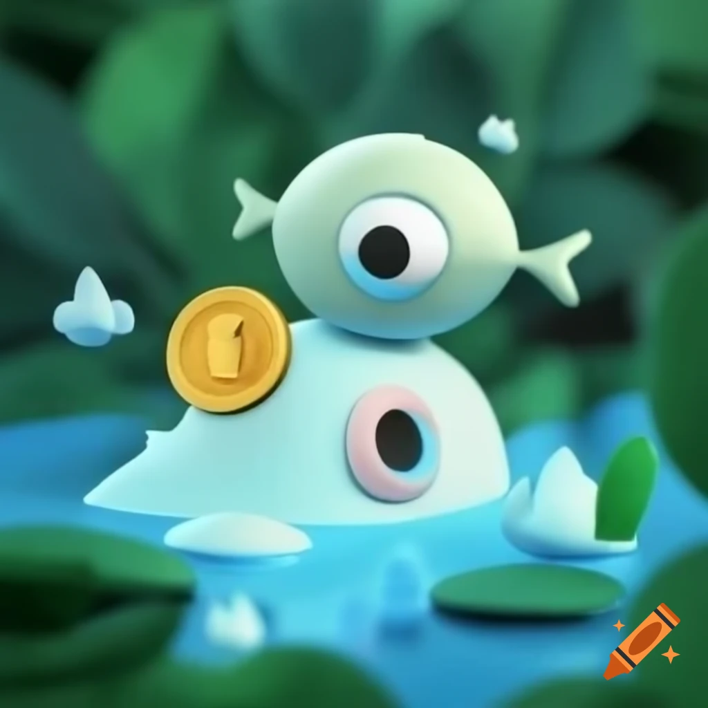 Crypto coin featuring a cute, eye-catching fish design on Craiyon