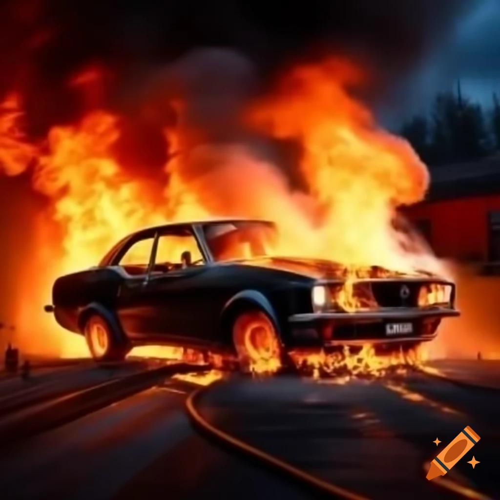 Car engulfed in flames