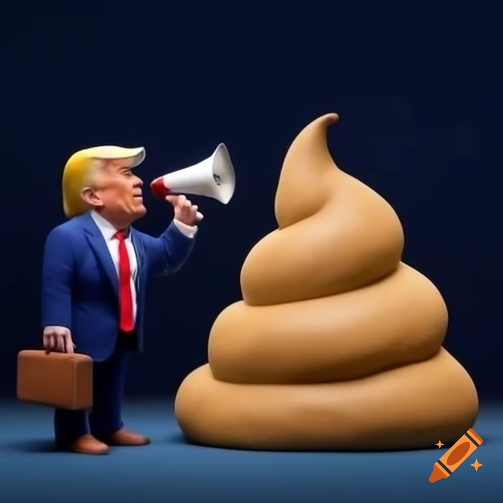 Donald Trump engaging in conversation with humorously exaggerated Donald Trump engaging in conversation with humorously exaggerated