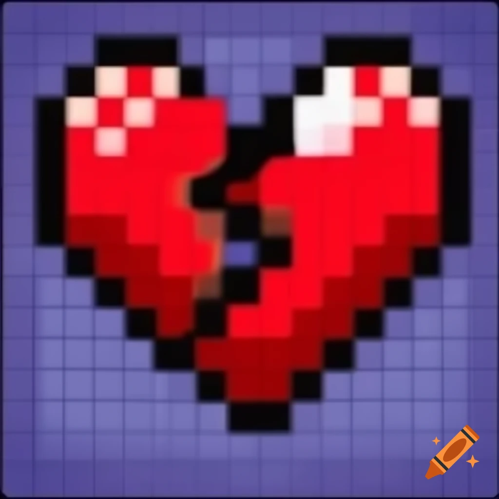 Pixelated broken heart design