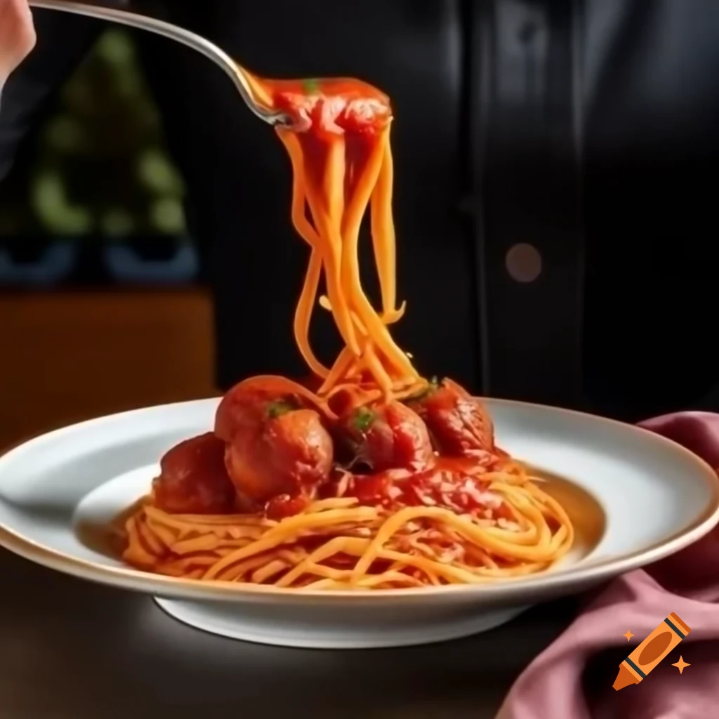 Hearty plate of spaghetti with rich tomato sauce and meatballs