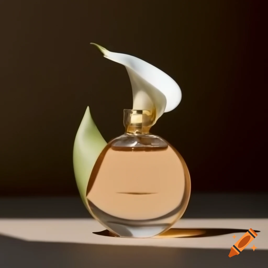 Perfume jar designed like calla lily flower on Craiyon