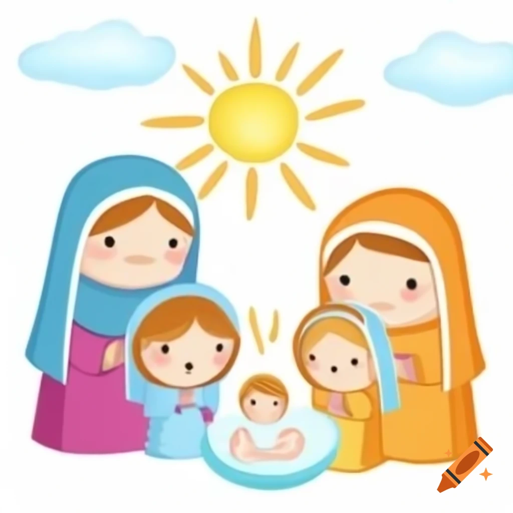 Child-like drawing of Nativity scene with baby Jesus, Mary, and Joseph on  Craiyon, image size:1024x1024