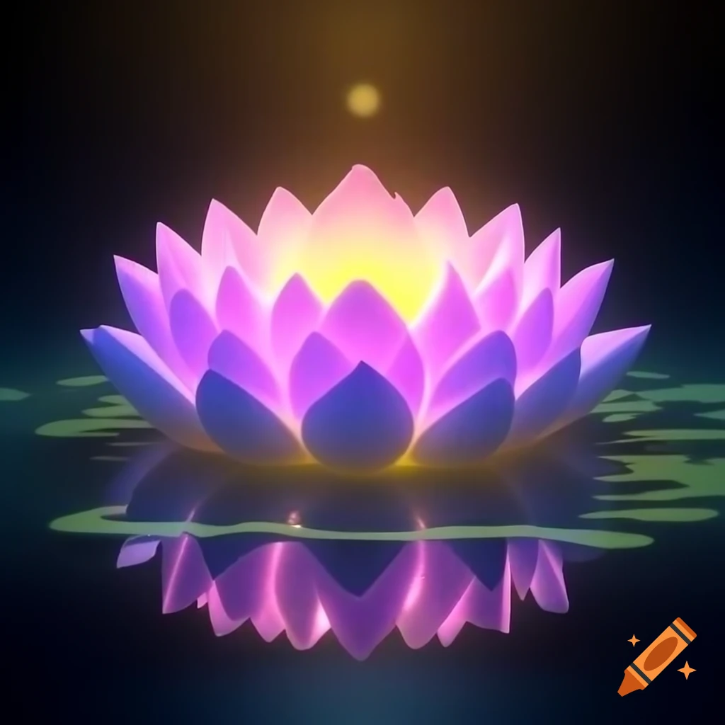 Circular icon featuring a lotus flower with lavender to golden yellow ...