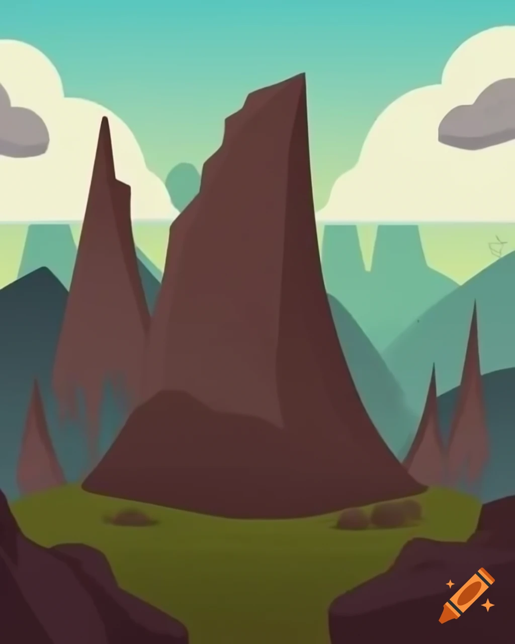 Jagged cliffs and rocky ridge with feathered plants amidst fierce winds