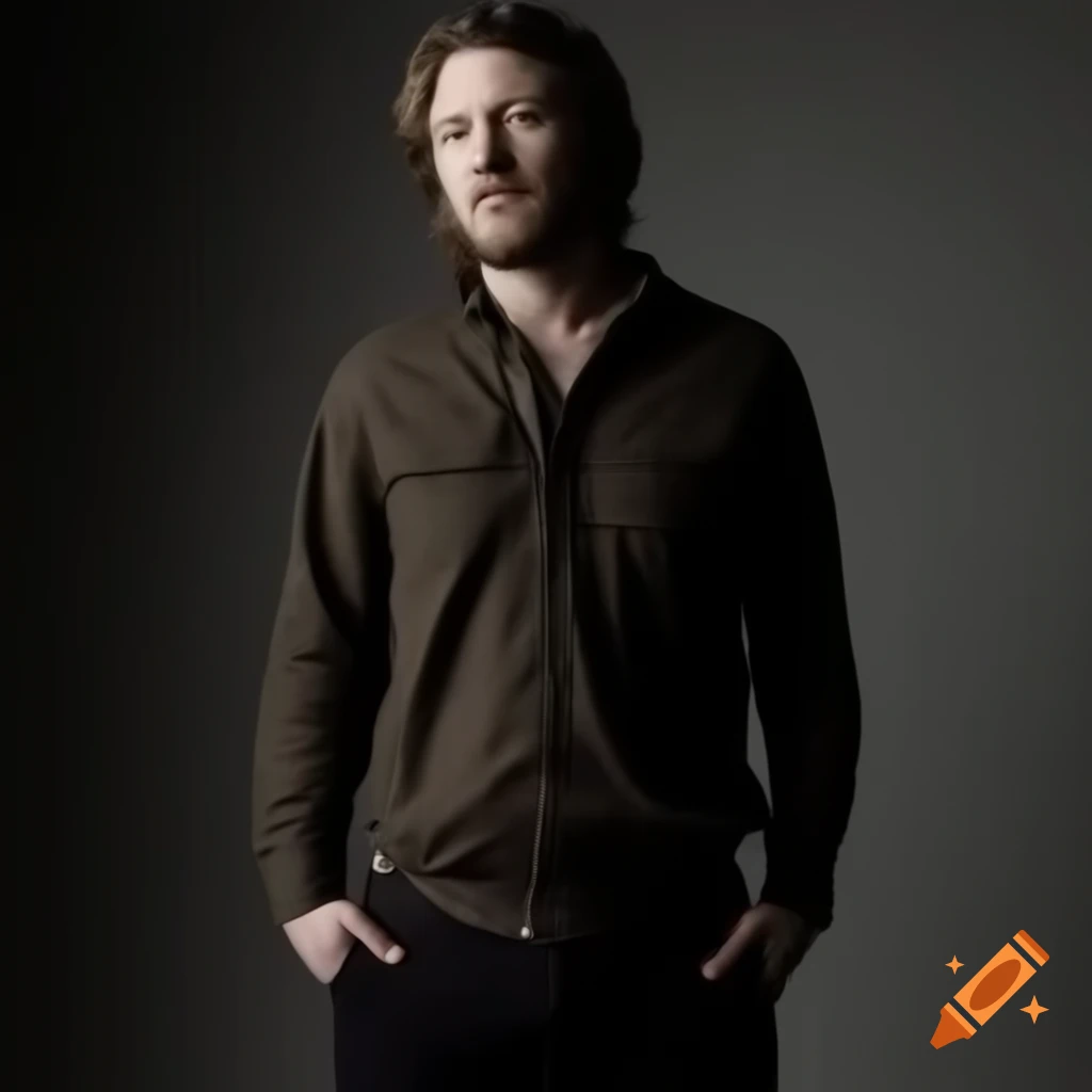 Brown haired man in casual clothing with multi-pocketed dark pants