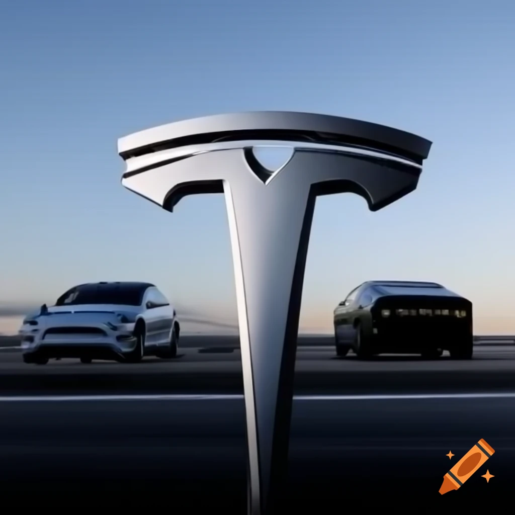 Tesla logo with popular cars, including Cybertruck on right