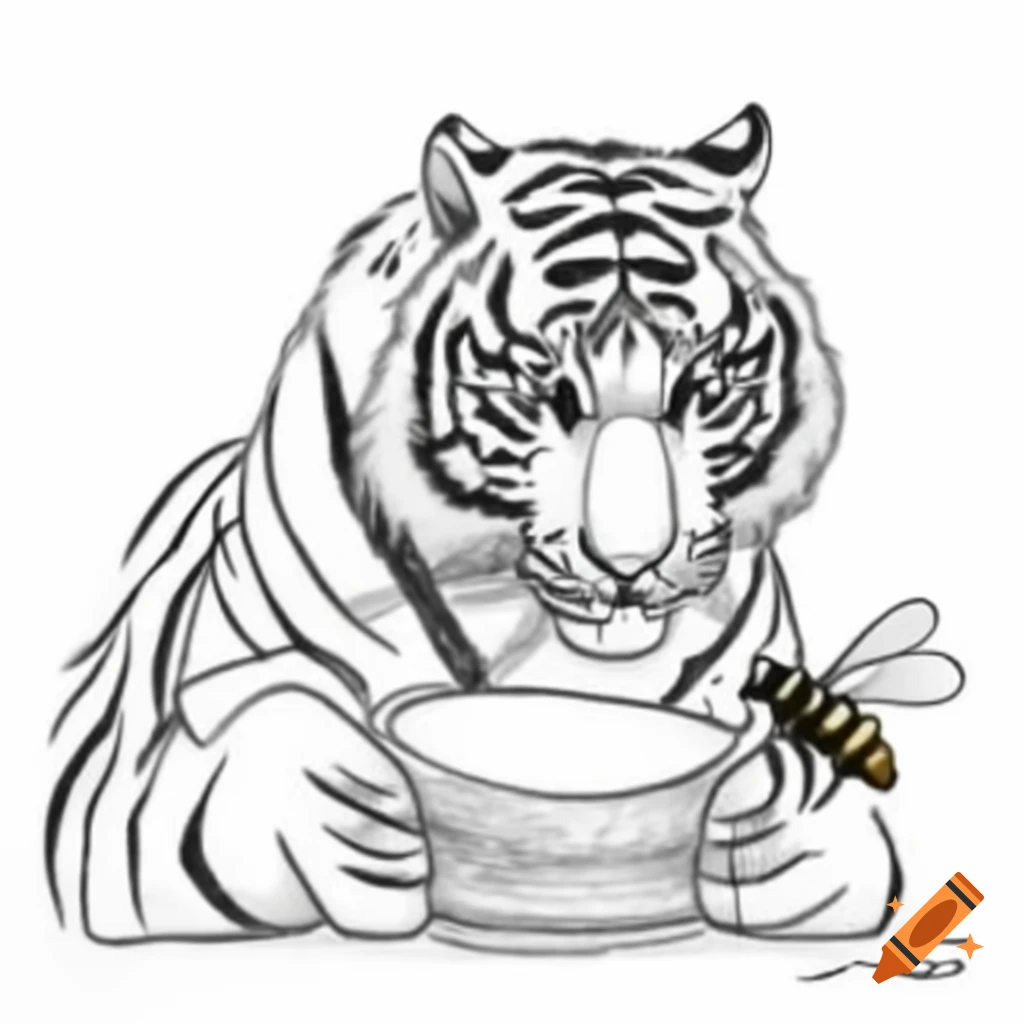 Tiger consuming a large bee