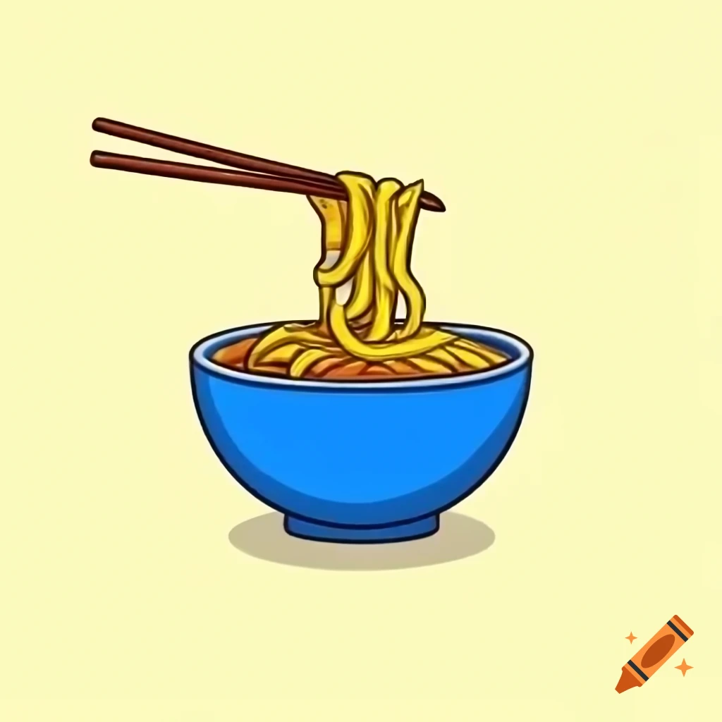 Bowl of noodles served with chopsticks