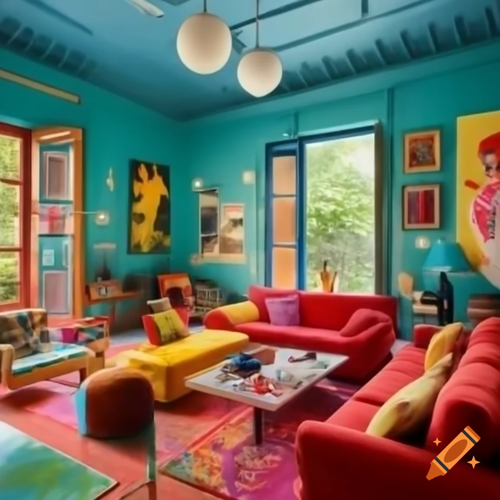 Eclectic living room inspired by Frida Kahlo, filled with vibrant ...