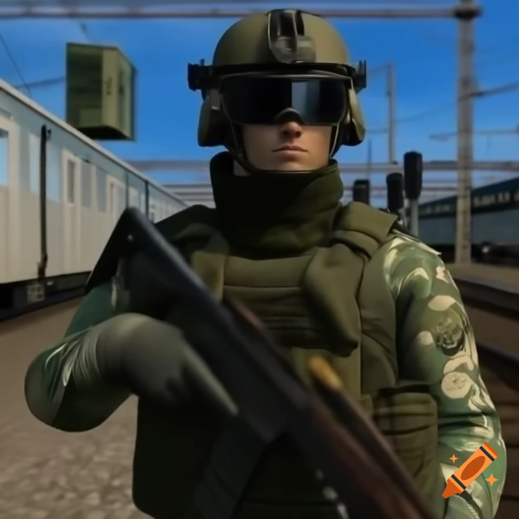 Military personnel using virtual reality goggles for training