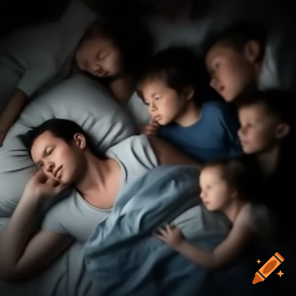 Man asleep dreaming of family and friends