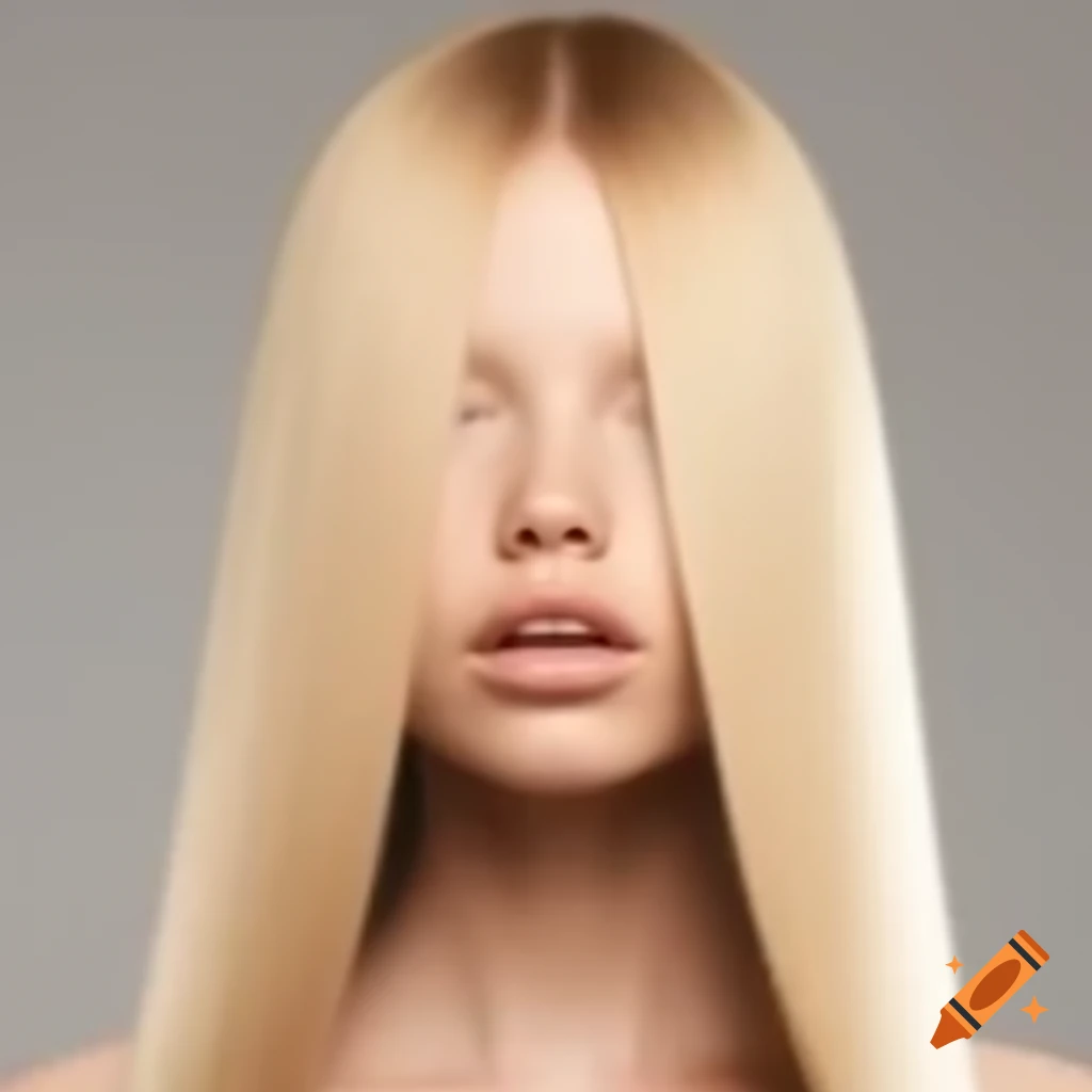 Blonde model with long straight hair