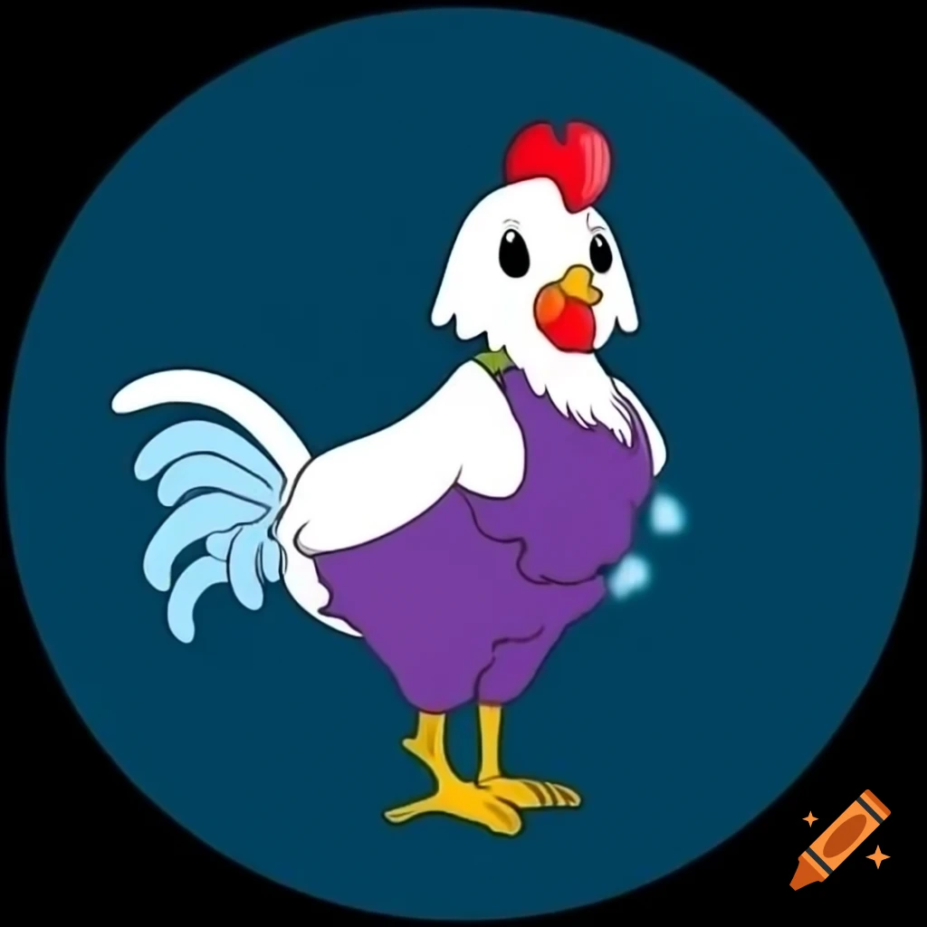 Female Paint Silkie Chicken with blue feathers in stylish outfit