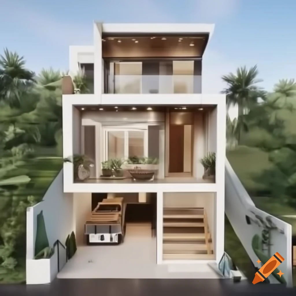 Residential house floor plan details for a compound 8.75m wide by 16m long